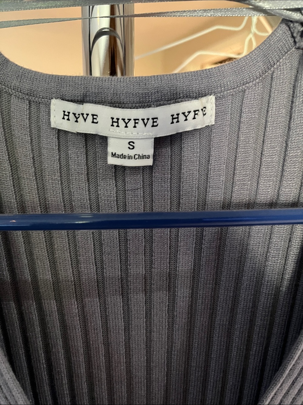 HYFVE Ribbed Wrap Long Sleeve Dress - Blue Gray - Picture 2 of 6